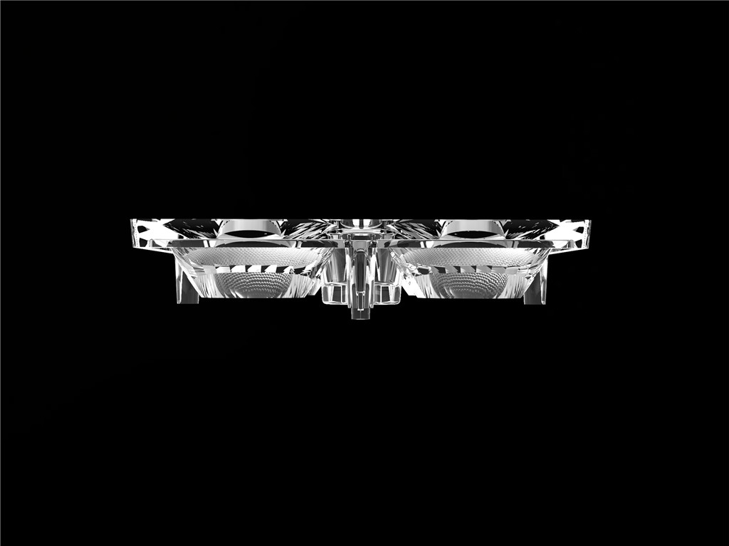 50*50mm 30 degré 4 en 1 Lentille de lumière LED Matériau PC pour l'éclairage d'inondation SMD7070/ 5050/4*3030 LED
