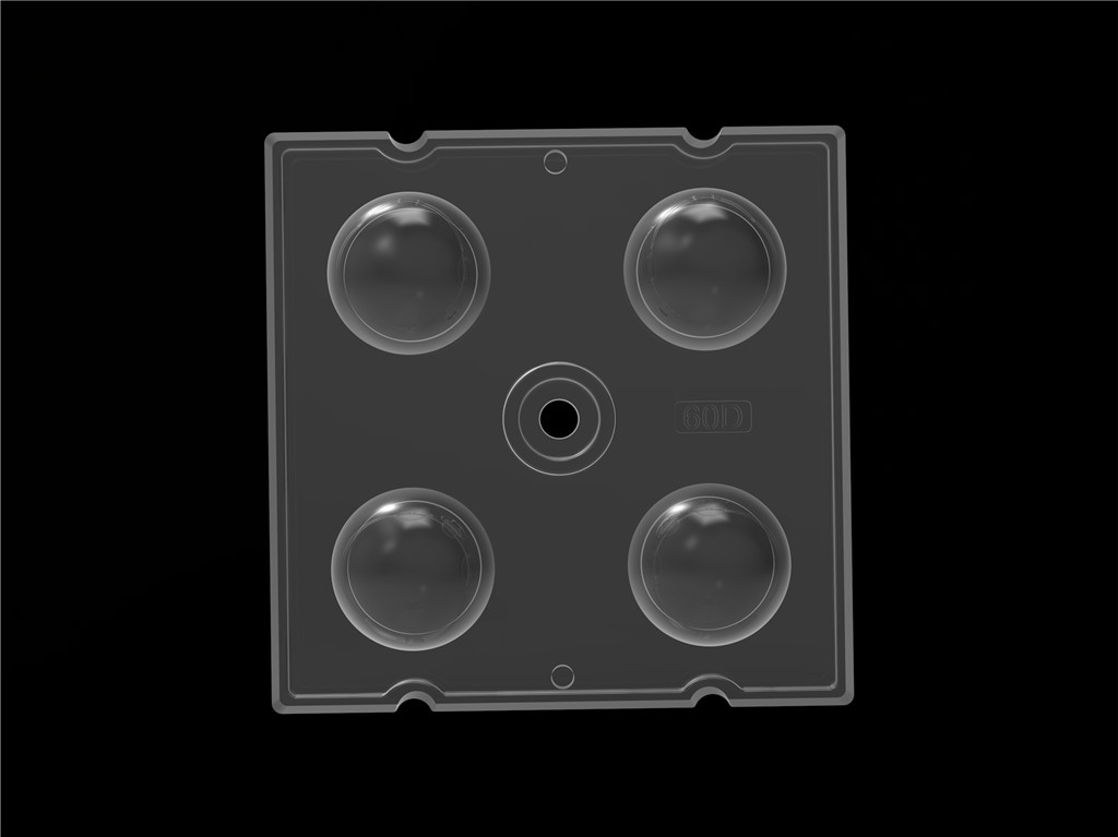 50*50mm 60 degré 4 en 1 Lentille de lumière LED Matériau PC pour l'éclairage d'inondation SMD7070/ 5050/4*3030 LED