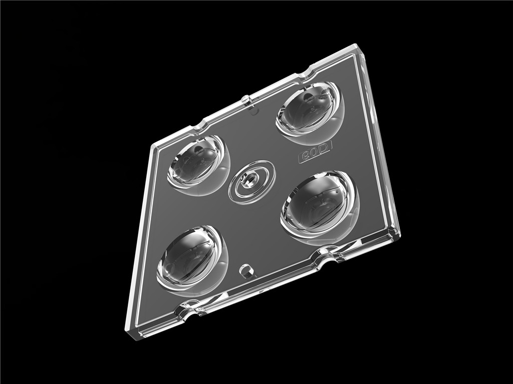 50*50mm 60 degré 4 en 1 Lentille de lumière LED Matériau PC pour l'éclairage d'inondation SMD7070/ 5050/4*3030 LED