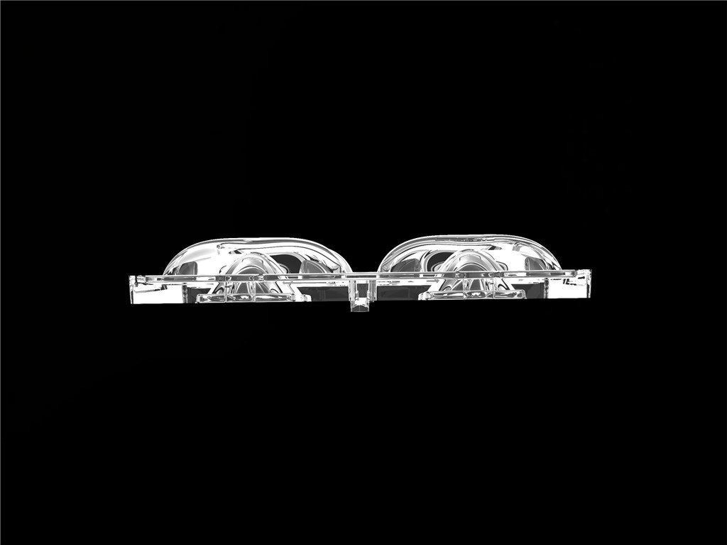 50*50mm TYPE2 Asymétrique 4 en 1 Lentille de lumière LED Matériau PC pour l'éclairage d'inondation SMD7070/ 5050/4*3030 LED