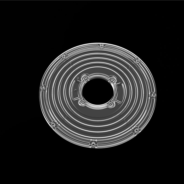206 mm de diamètre Lentille de module rond pour haute baie Lentille OVNI 90 degrés φ206mm PC Lentille LED